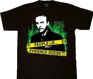 CSI Crime Scene Investigation Peope Lie, Evidence Doesn't Black T shirt Tee Clothing
