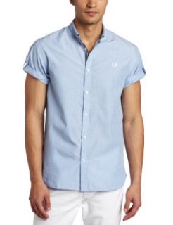 Fred Perry Men's End On End Shirt, Turquoise, XX Large at  Mens Clothing store