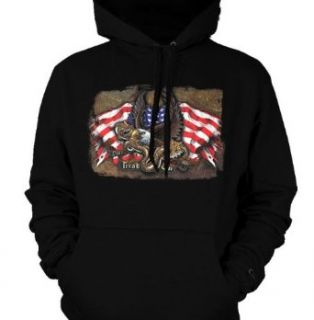 Don't Tread On Me Mens Sweatshirt, U.S.A. Flag Eagle Snake Tattoo Style Design Mens Hooded Pullover Sweater Clothing