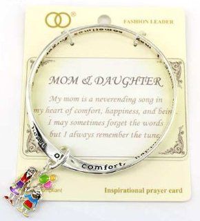 Mother & Daughter Charm Engraved Bracelet with Inspirational Card in a Gift Box by Jewelry Nexus "My mom is a neverending song in my heart of comfort, happiness & being. I may sometimes forget the words but I always remember the tune.": J