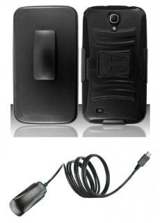 Samsung Galaxy Mega (AT&T)   Accessory Kit   Black Battle Rugged Kickstand Case + Belt Clip Holster + Atom LED Keychain Light + Micro USB Wall Charger: Cell Phones & Accessories