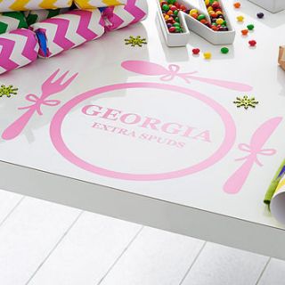 four personalised christmas placemat stickers by megan claire