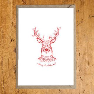 'vintage reindeer' christmas card by russet and gray