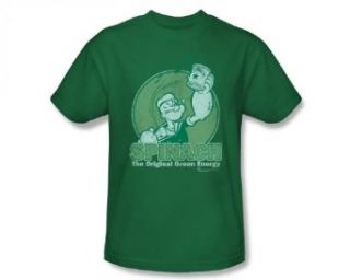 Popeye Spinach Green Energy Classic Cartoon T Shirt Tee: Clothing