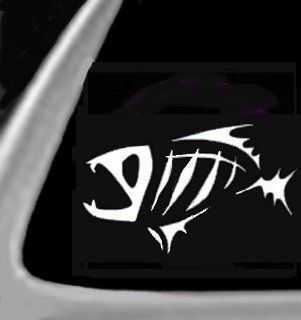 FISH BONES Vinyl STICKER / DECAL for Cars,Trucks,Etc. 4.5" WHITE: Automotive