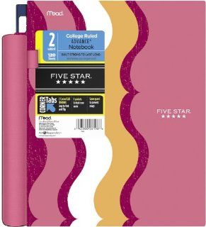 Five Star Advance Style Wirebound Notebook, 2 Subject, 120 Count, College Ruled, Pink (72917) : Office Products