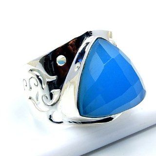 'Serenity' Sterling Silver Blue Chalcedony Ring, Size 9 Jewelry