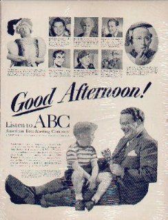 Good Afternoon! Listen to ABC! Start right at noon with "Welcome Travelers", with TOMMY BARTLETT, master of ceremonies. The happiest program in radio! It's "Bride and Groom, " with host JOHN NELSON, every weekday at 2:30 PM. DOROTHY