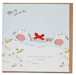grandad and gran fun robin christmas cards by laura sherratt designs