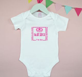personalised girl's birth date baby grow by tillie mint