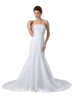 Topwedding Lace over Satin Mermaid Gown with Pearls and Appliques at  Womens Clothing store: Dresses