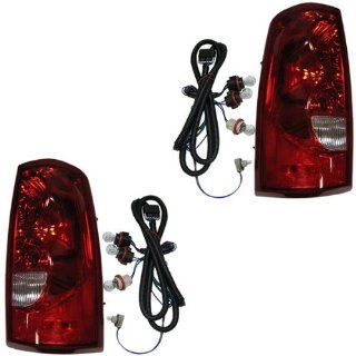 03 2003 Chevrolet/Chevy Silverado 1500 2500 (Except 3500) Pickup Truck Tail Lamp Light Rear Brake Taillight Taillamp (including HD heavy duty) Fleetside with Red Outer Trim Pair Set Right Passenger AND Left Driver Side: Automotive