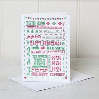 festive typography word christmas card by lovely jubbly
