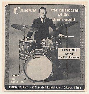 1968 Fifth Dimension Terry Clarke Camco Drums Photo Print Ad (47037)  