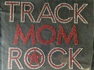 Track mom rock Rhinestone Transfer Iron On Hot Fix Motif Bling Applique   DIY 