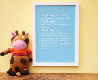 personalised baby dictionary definition print by coconutgrass