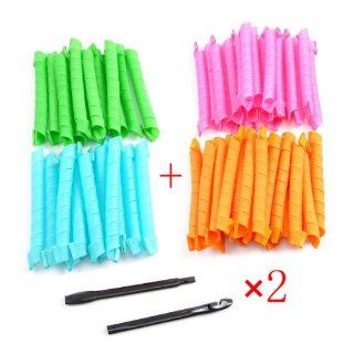 Housweety Stretched Length 50cm Hair Curler Curl Formers Spiral Ringlets Magic Leverage Circle Pack of 24 + Hair Curler Magic Spiral Ringlets Former Leverage Stretched Length 50cm Circle Roller Pack of 40 : Beauty