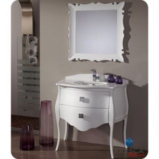 Fresca Platinum Paris 37 Glossy White Bathroom Vanity with Swarovski Handles