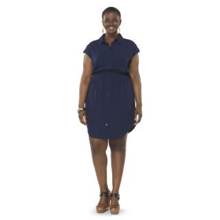 Pure Energy Womens Plus Size Utility Shirt Dress   Navy 4X