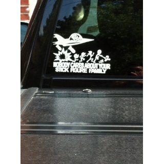 Jet Fighter ChainSaw Bomb Decal Nobody cares about YOUR STICK FIGURE FAMILY Funny Vinyl Sticker: Automotive