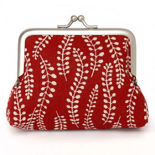 red creeper linen coin purse by marram studio