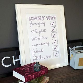 personalised wife checklist print by that lovely shop