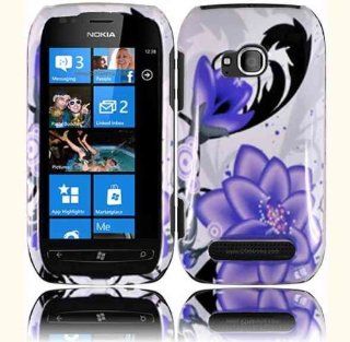 Hard Violet Flowers Case Cover Faceplate Protector for Nokia Lumia 710 with Free Gift Reliable Accessory Pen: Cell Phones & Accessories
