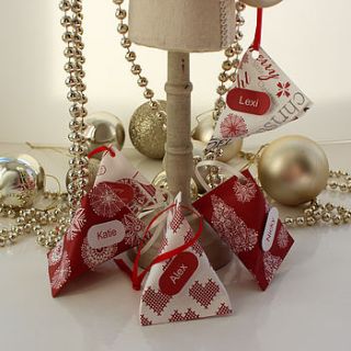 personalised christmas tree hanging pouches by yummy art and craft