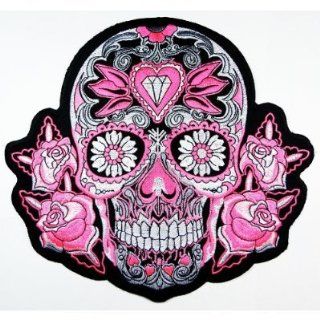 Big Sugar Rose Skull patches Ride patches 24x22 cm Motorcycle biker Embroidered Iron On Patch Great gift For men and woman by KLB TRADE