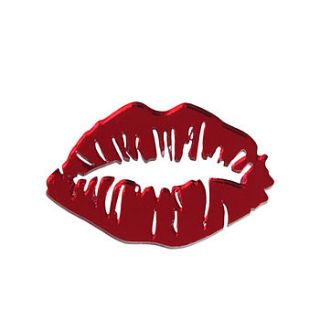 lipstick kiss laser cut acrylic brooch by rock cakes