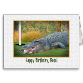 Birthday, Boss, Golf, Alligator Greeting Cards