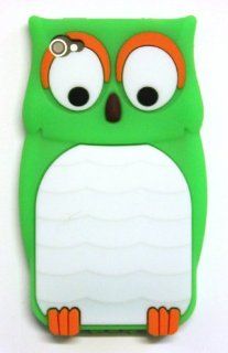 GREEN Owl Design 3D Cartoon Soft Silicone Skin Case Cover for for Apple iPhone 4S / 4G / 4 (Fits any carrier AT&T, VERIZON AND SPRINT) + Free WirelessGeeks247 Free Metallic Detachable Touch Screen STYLUS PEN with Anti Dust Plug: Cell Phones & Acces