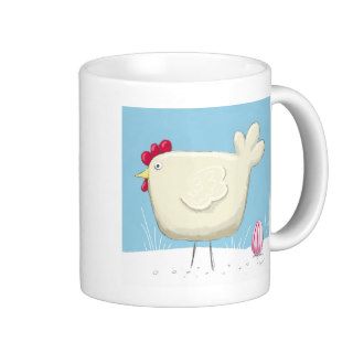 Whimsical Style Hen and Colored Egg Easter Mugs