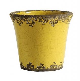 distressed yellow plant pot by i love retro