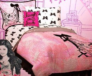 Twin Size Comforter & Sham Set Cece & Rocky Teens Chains Bows Leopard Pink : Tablecloths : Everything Else