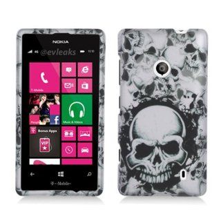 Aimo Wireless NK521PCLMT237 Durable Rubberized Image Case for Nokia Lumia 521   Retail Packaging   White Skulls: Cell Phones & Accessories