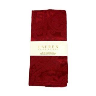 Lauren Ralph Lauren Set of 4 Paisley Dressage Red Cloth Napkins   Napkin Rings