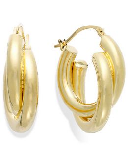 Signature Gold Double Twist Hoop Earrings in 14k Gold   Earrings   Jewelry & Watches