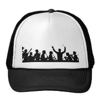 Outline of conductor and band black on white trucker hats