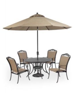 Paradise Outdoor 5 Piece Set: 48 Round Dining Table, 4 Dining Chairs   Furniture