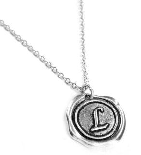 Fallen Saint Letter L Wax Seal Initial Necklace: Jewelry