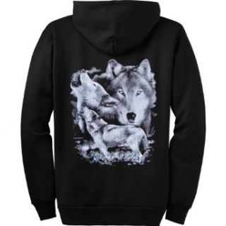 MENS FULL ZIP HOODY : BLACK   XXX LARGE   Wolf Stare   Wildlife Wolves: Clothing