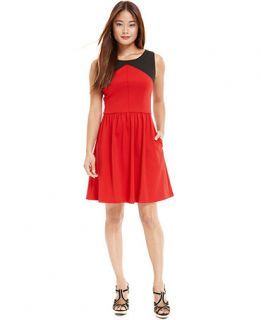 Jessica Simpson Dress, Sleeveless Cutout Colorblock A Line   Dresses   Women