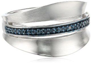 Sterling Silver Blue Diamond Ring, Size 7 Jewelry
