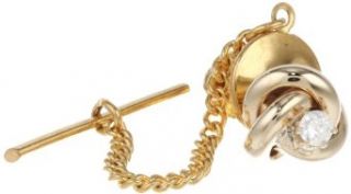 Stacy Adams Men's Knot Tie Tac With Crystal, Gold, One Size: Clothing