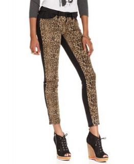 GUESS Jeans, Skinny Leopard Print Black Wash   Jeans   Women