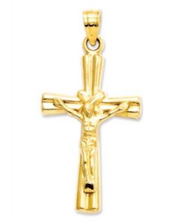 14k Two Tone Gold Tube Crucifix Pendant   Necklaces   Jewelry & Watches