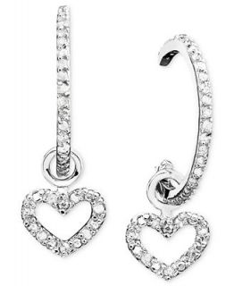 Victoria Townsend Diamond Earrings, Sterling Silver Diamond Heart Charm Hoop Earrings (1/4 ct. t.w.)   Earrings   Jewelry & Watches