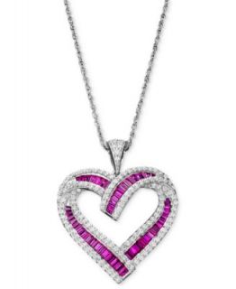 14k White Gold Necklace, Ruby (6 1/2 ct. t.w.) and Diamond (1/2 ct. t.w.) Pave Heart Pendant   Necklaces   Jewelry & Watches