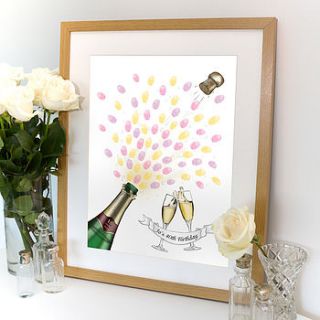 champagne celebration fingerprint artwork by lillypea event stationery